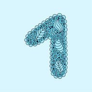 Cute number 1 Floral monogram 1