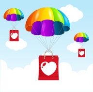 Vector rainbow parachute love concept