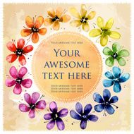 Square postcard with watercolor flowers N6