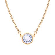 Golden chain necklace with round diamond pendant