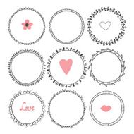 Romantic collection with hand drawn round frames
