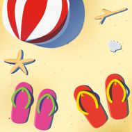 Summer beach with sandal and ball