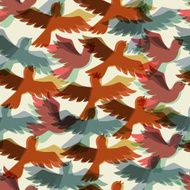 Seamless pattern with stylized color flying birds N2