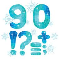 Multicolor polygons isolated numbers 9 0 and marks Ice winter c