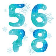 Multicolor polygons isolated numbers 5 6 7 8 Ice winter collecti