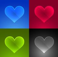 Set of glass heart web icons