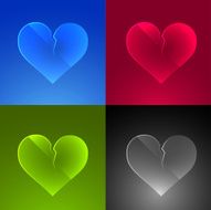 Set of broken hearts icons