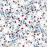 Abstract nature background with red and blue flowers N3