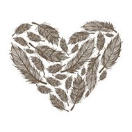 Heart made of feathers