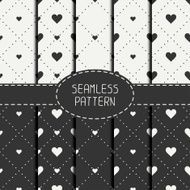 Set of romantic geometric seamless pattern with hearts Wrapping paper
