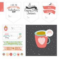 Set of cards notes and stickers with cute illustrations N77