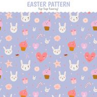 Cute pattern with sweets cupcakes bunnys hearts lollipops N5