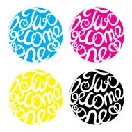 Lettering element in four colors for wedding design