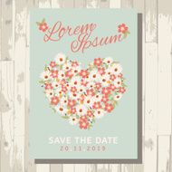 vintage flower wedding card vector