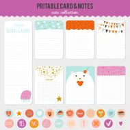 Set of cards notes and stickers with cute illustrations N80