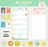 Set of cards notes and stickers with cute illustrations N88