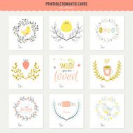 Set of cards notes and stickers with cute illustrations N94
