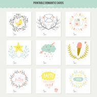 Set of cards notes and stickers with cute illustrations N95
