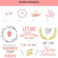 Set of cards notes and stickers with cute illustrations N98