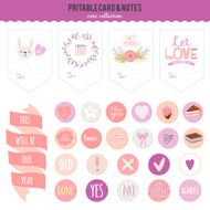 Set of cards notes and stickers with cute illustrations N99