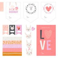 Set of cards notes and stickers with cute illustrations N100