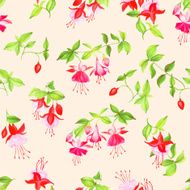 Beige blooming fuchsia seamless vector print