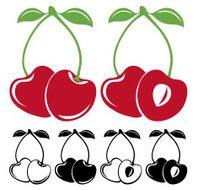 Heart shaped cherries vector illustration