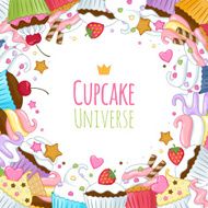 Sweet cupcakes background Colorful illustration N3