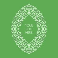 Vector line art style oval frame Abstract floral decorative background