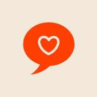 Heart in speech bubble icon vector template