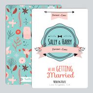 Vintage romantic floral Save the Date invitation in bright color N18