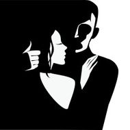 black and white silhouette of a woman man