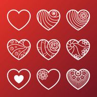 Set of White Heart Icons N4