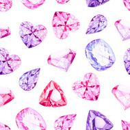 Pink and violet diamonds watercolor seamless vector pattern N2