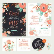 Vintage romantic floral Save the Date invitation in bright color N20