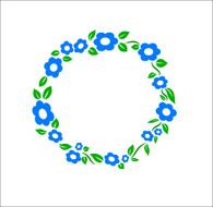 Vintage blue Flower ring frame decoration vector illustration