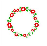 Retro red Flower ring frame decoration vector illustration