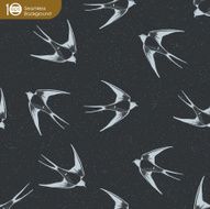 Vintage seamless pattern with Swallows