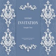 Vector Gray Christmas Vintage Invitation Card with 3d Floral Pattern N2