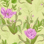 pattern of tulip flowers with leaves 2