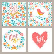 Wedding set of invitation cards with flowers and hearts Ukrainian N2