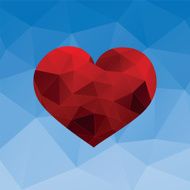 Red heart on blue background
