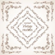Vector set of vintage sepia frames