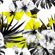 Watercolor hibiscus patterns N6
