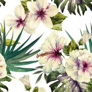 Watercolor hibiscus patterns N7