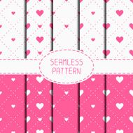Set of pink romantic seamless pattern with hearts Wrapping paper N2