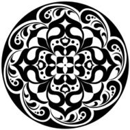 Kaleidoscopic floral tatoo Mandala in black and white N2