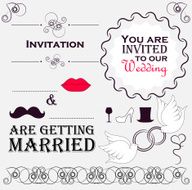 Set of wedding invitation elements