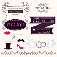 Set of wedding invitation elements N2