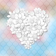 heart shape composed from white flowers N2